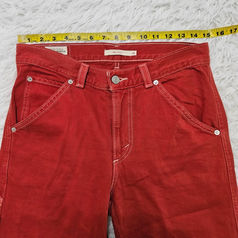 Levis Womens Dad Utility Pants Rust Relaxed Straight Leg Carpenter Jeans Sz 26 - Picture 10 of 13